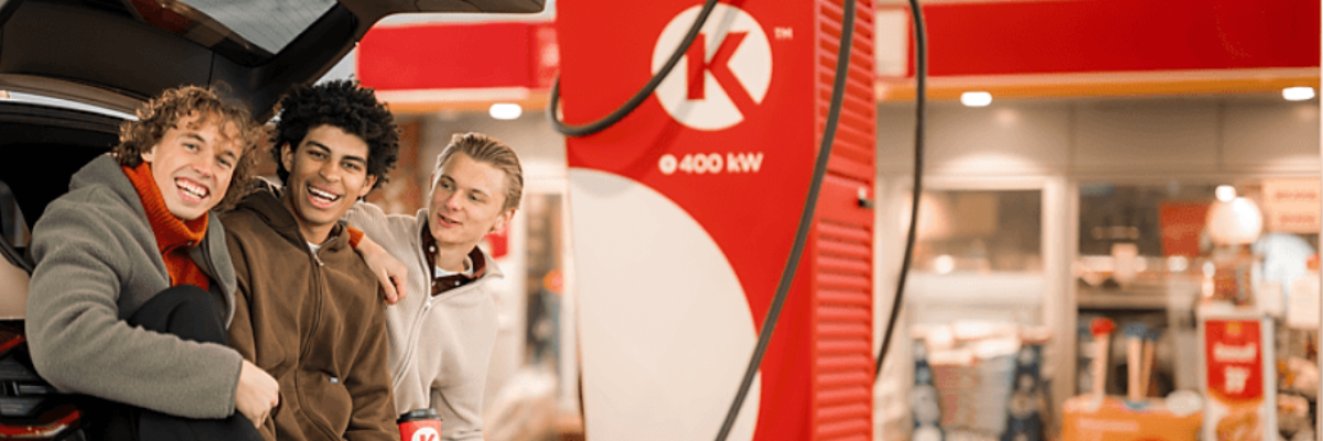 Boys using ev charger