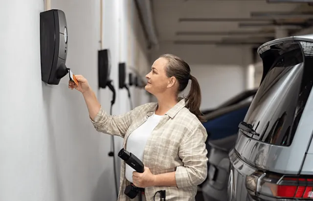 woman charging at work