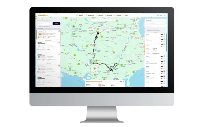 Skjerm med Pro Fleet kart